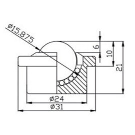 Kogelrol (kogelpot), 15.875 mm, met flens, voor zware belasting