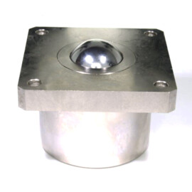 Kogelrol (kogelpot), 51 mm, met bevestigingsgaten en flens