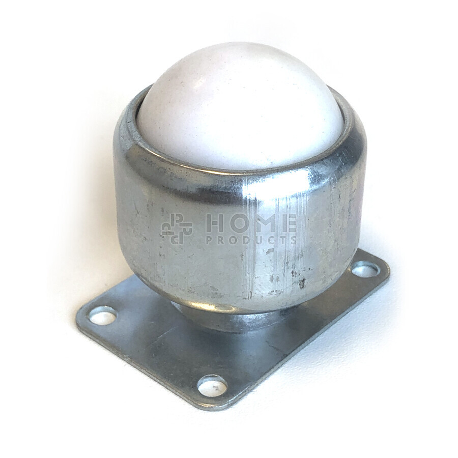 Ball transfer unit, 38.1 mm, with mounting holes and Nylon ball, for under cupboard